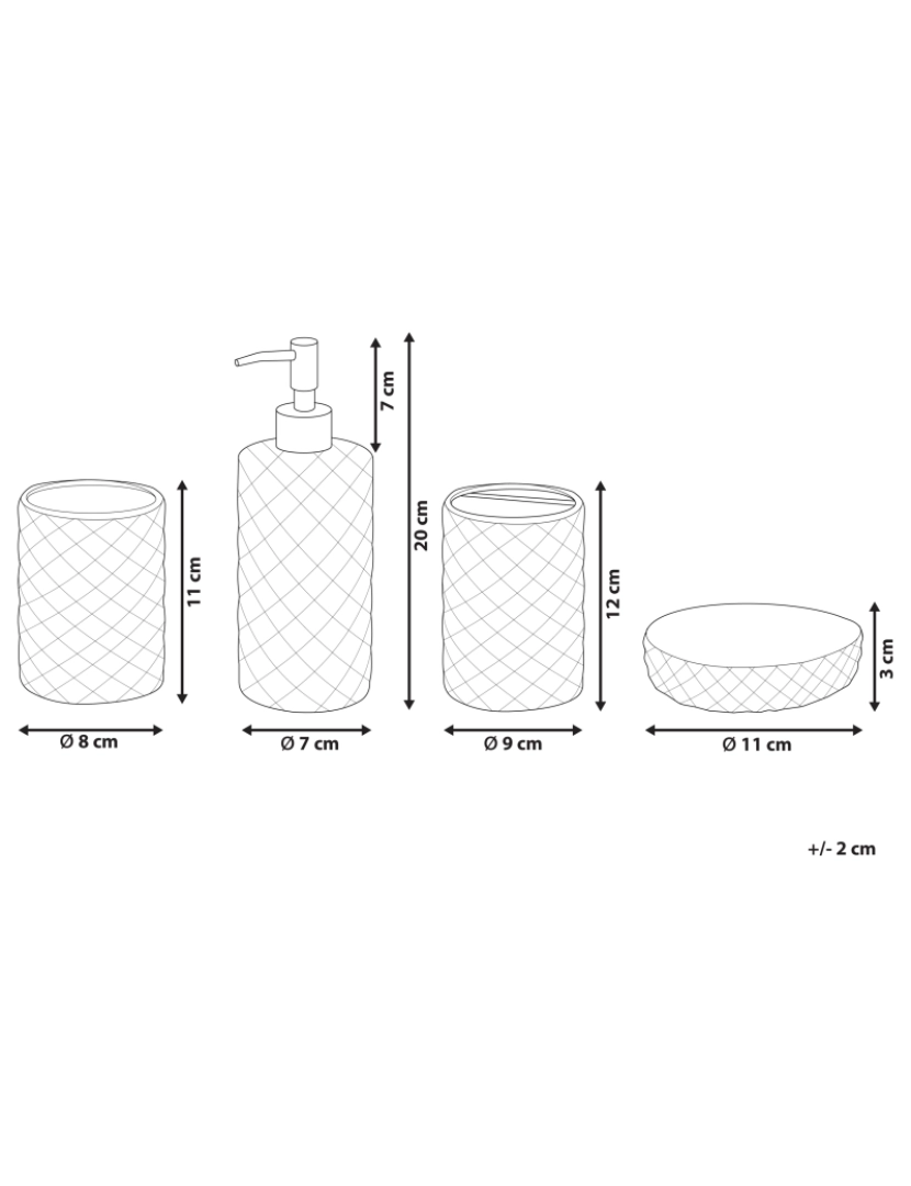 Beliani - Conjunto de 4 acessórios de casa de banho em vidro transparente TAPIA