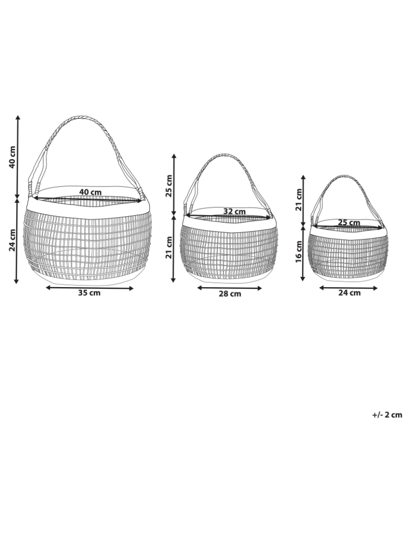 Beliani - Conjunto de 3 cestos em fibra de algas cor natural ARAPAIMA