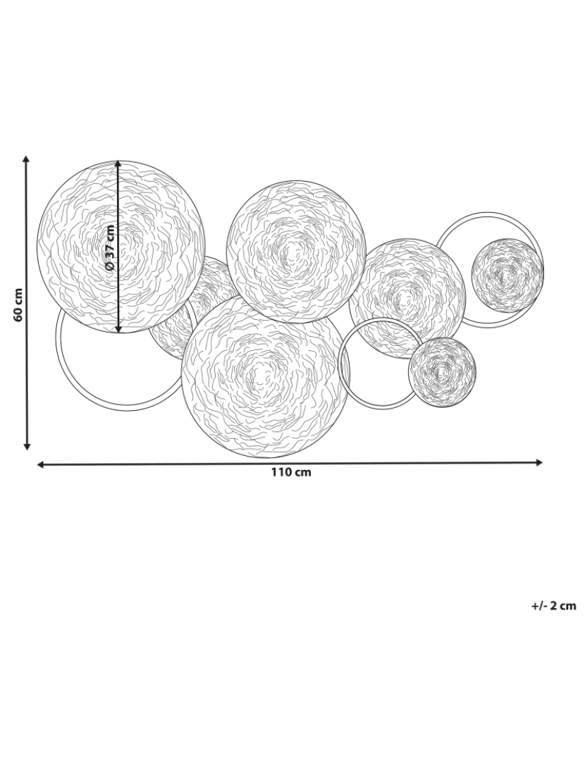 Beliani - Decoração de parede em metal prateado e dourado 110 x 60 cm VANADIUM