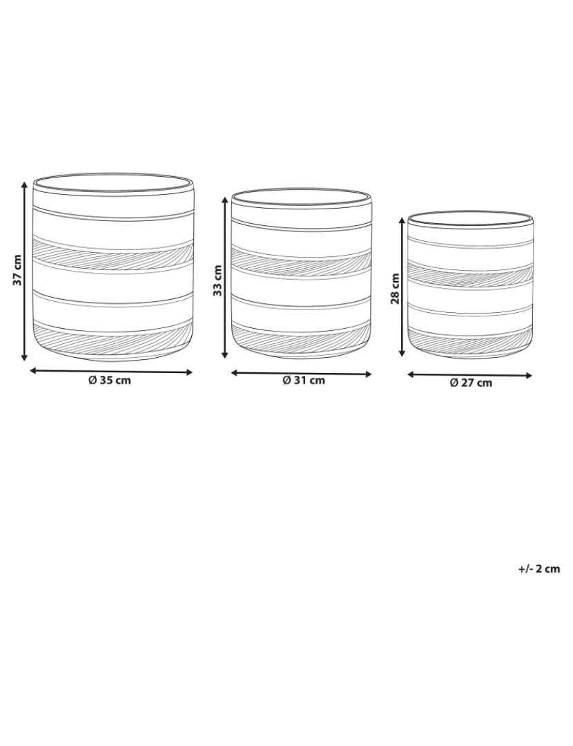 Beliani - Conjunto de 3 vasos em fibra de algas cor natural e preto, RASBORA