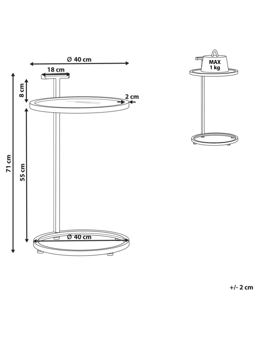 imagem de Mesa de apoio em metal dourado e vidro ⌀ 40 cm SHELBY1