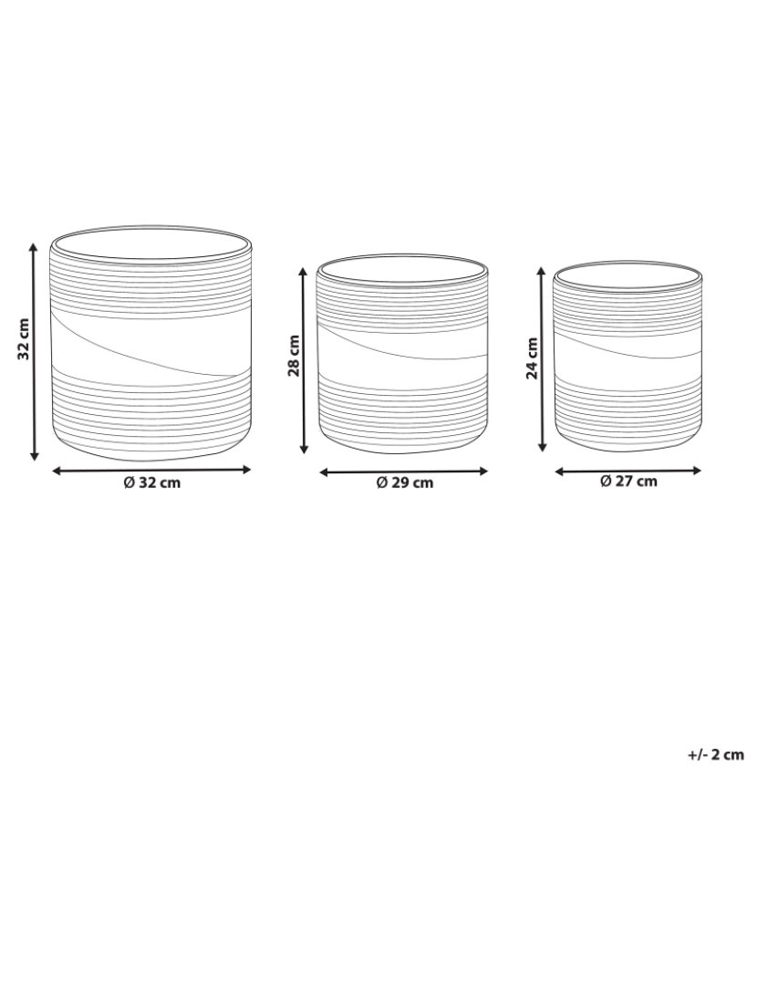 Beliani - Conjunto de 3 vasos em fibra de algas cor natural e preto RATTAIL