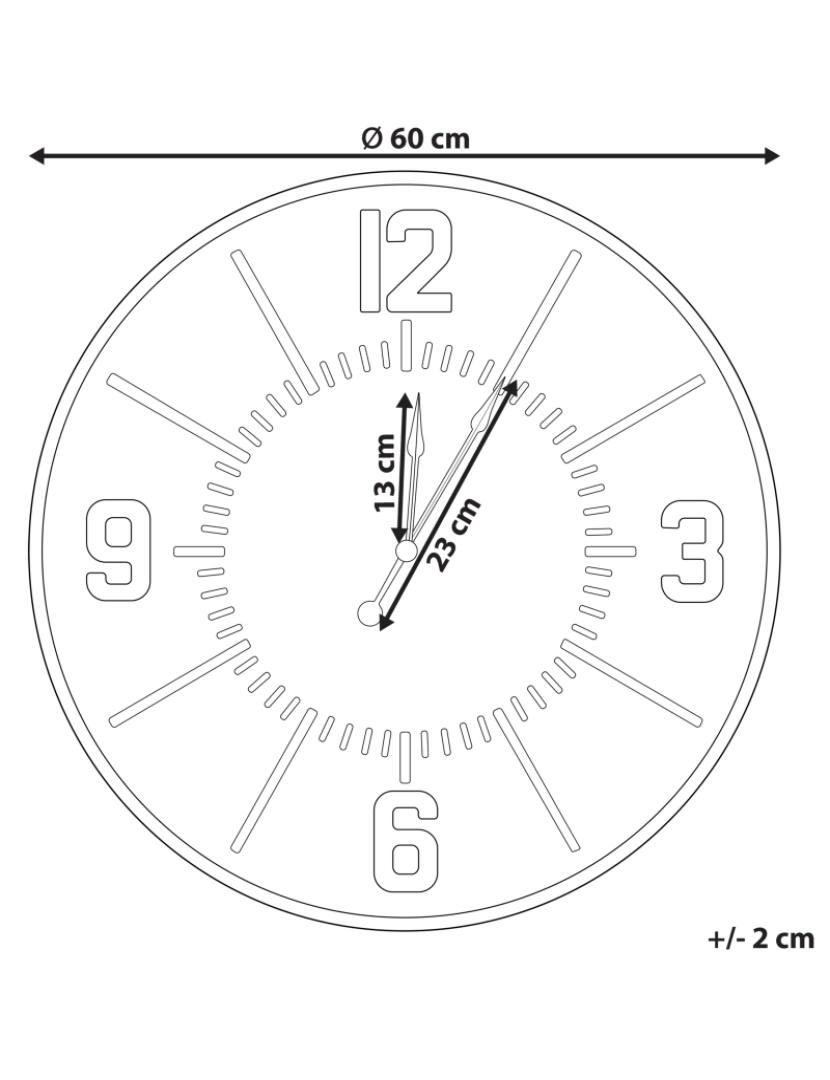 Beliani - Relógio de parede castanho claro e preto ø 60 cm DOLE