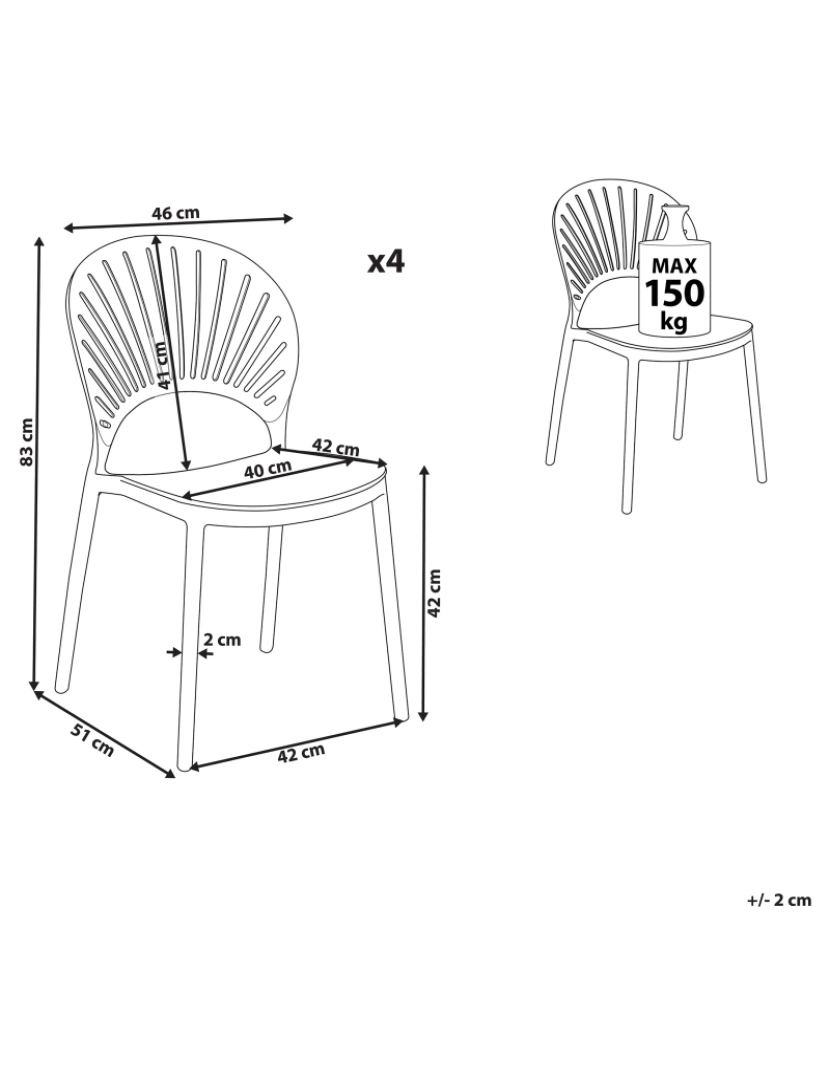 Beliani - Cadeira de jardim Conjunto de 4 Material sintético Rosa pastel OSTIA