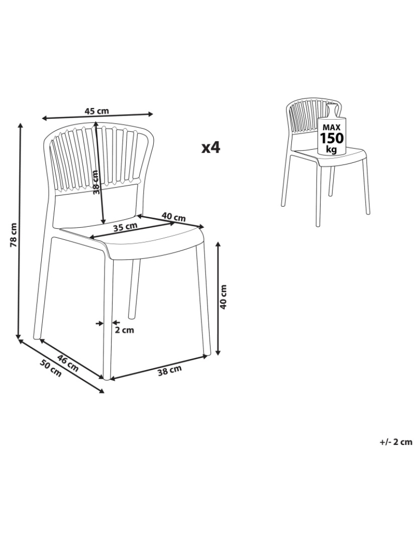 Beliani - Cadeira de jardim Conjunto de 4 Material sintético Taupe GELA