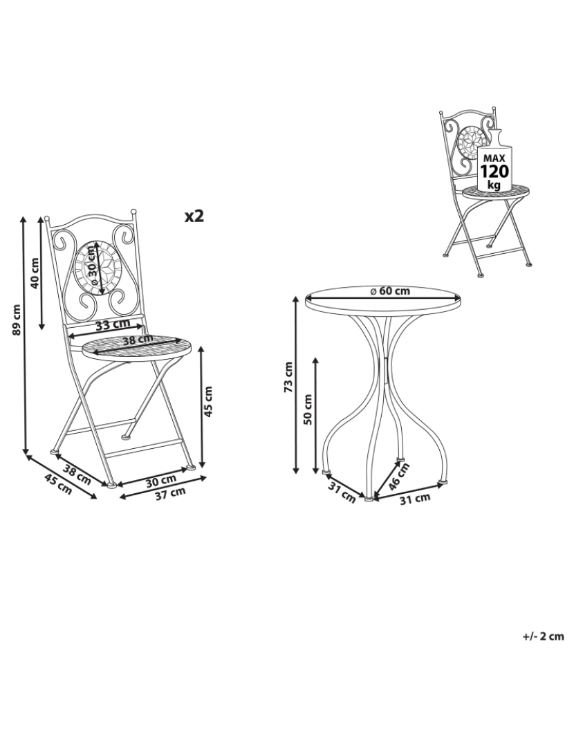 Beliani - Conjunto de mesa e cadeiras Metal Preto CARIATI