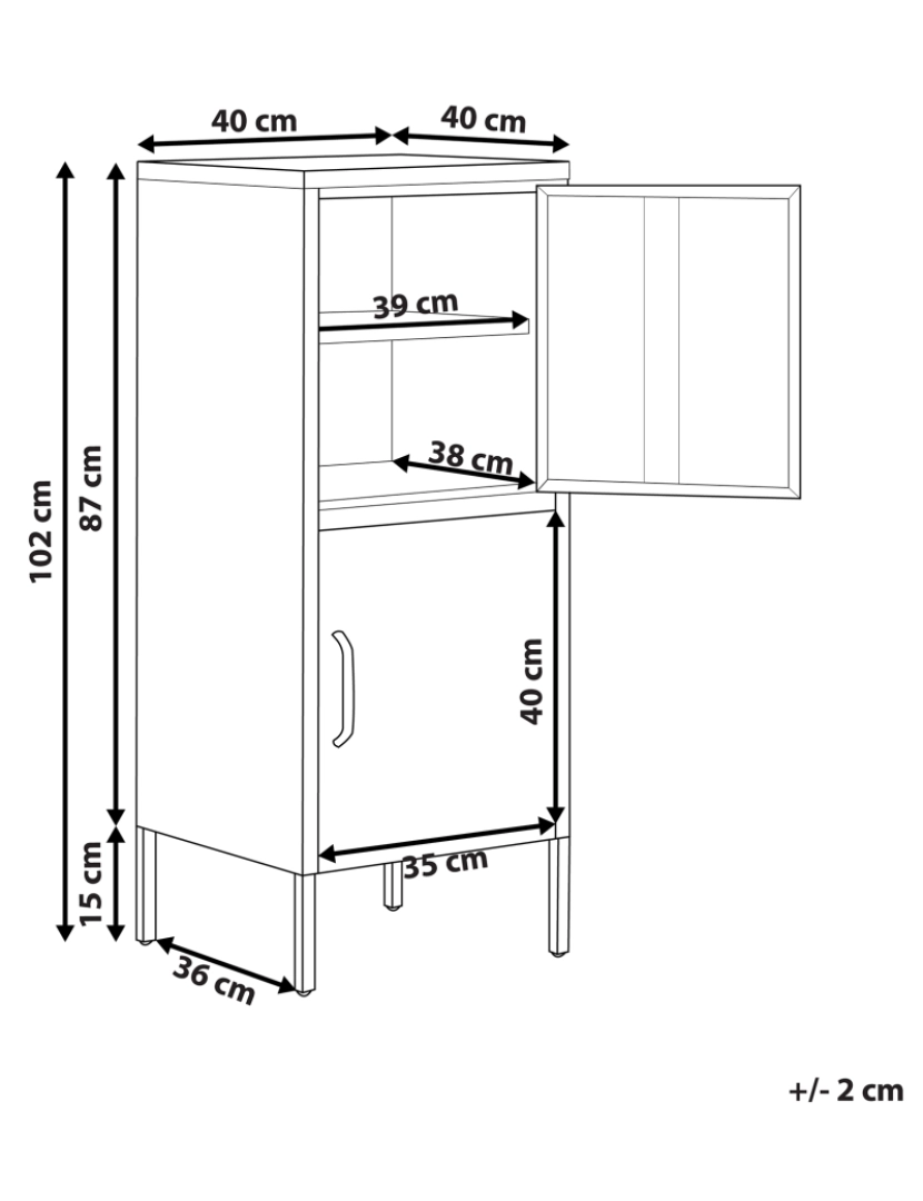 Beliani - Armário com 2 portas de metal branco HURON