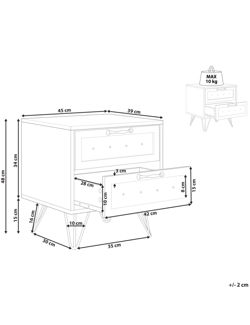 Beliani - Mesa de cabeceira Braun Braun Braun ARKAN