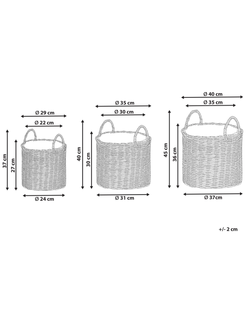 imagem de Conjunto de 3 cestos em rattan taupe NIKITI1