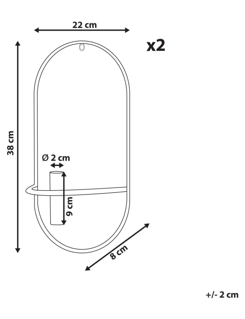 Beliani - Conjunto de 2 castiçais de parede em metal preto CAVIANA