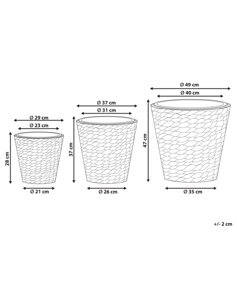 Beliani - Conjunto de 3 vasos em jacinto de água cor natural e creme PLAKA