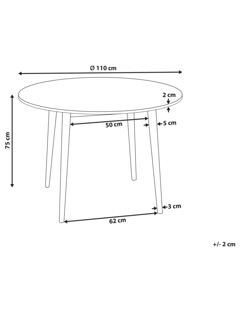 Beliani - Mesa de jantar castanha clara ⌀ 110 cm RADAN