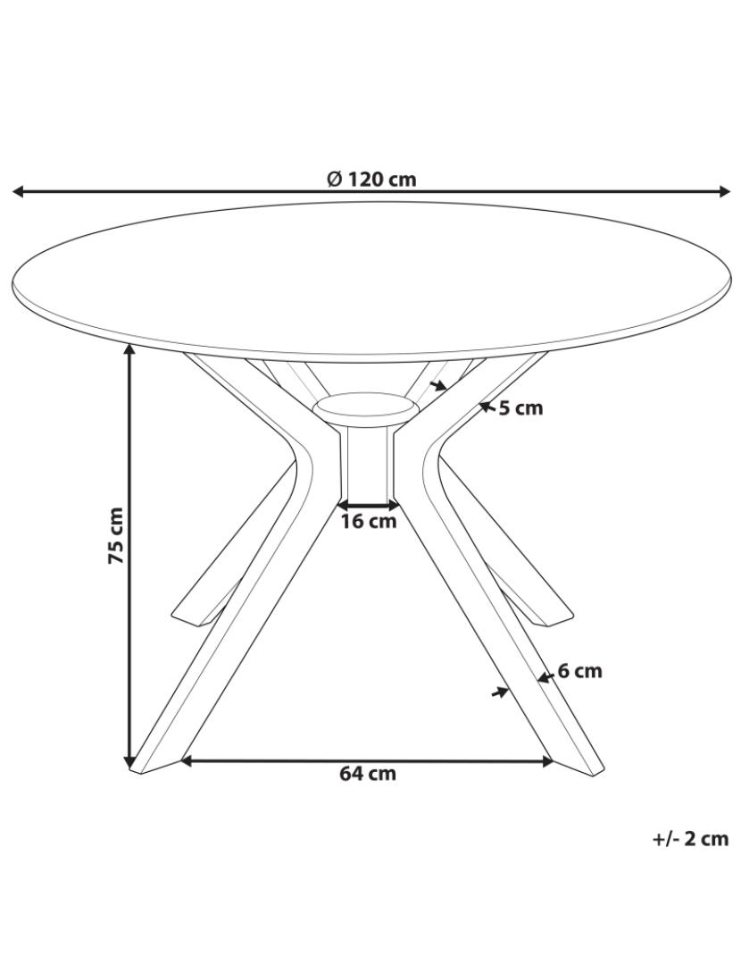 Beliani - Mesa de jantar castanho escuro ⌀ 120 cm TYMIS