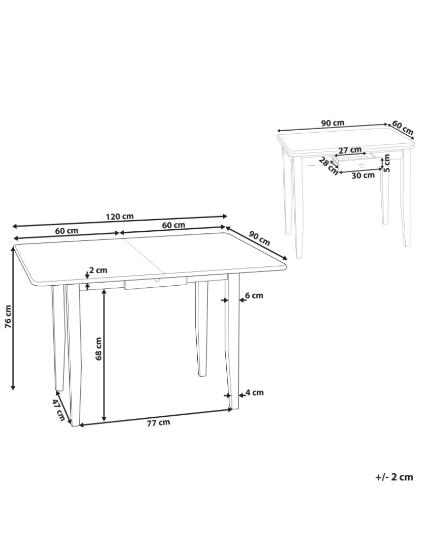 Beliani - Mesa de jantar extensível castanho claro 90/120 x 60 cm MASELA