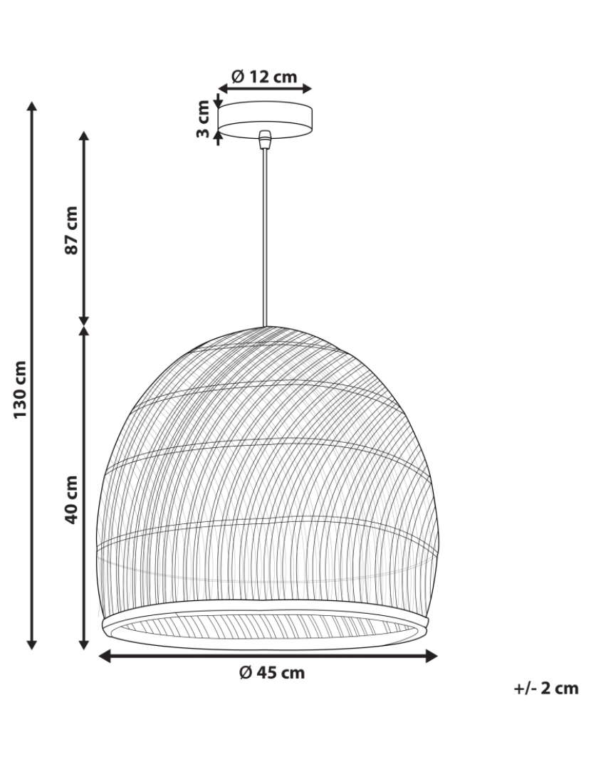 Beliani - Candeeiro de teto em rattan cor natural e preto BUMI