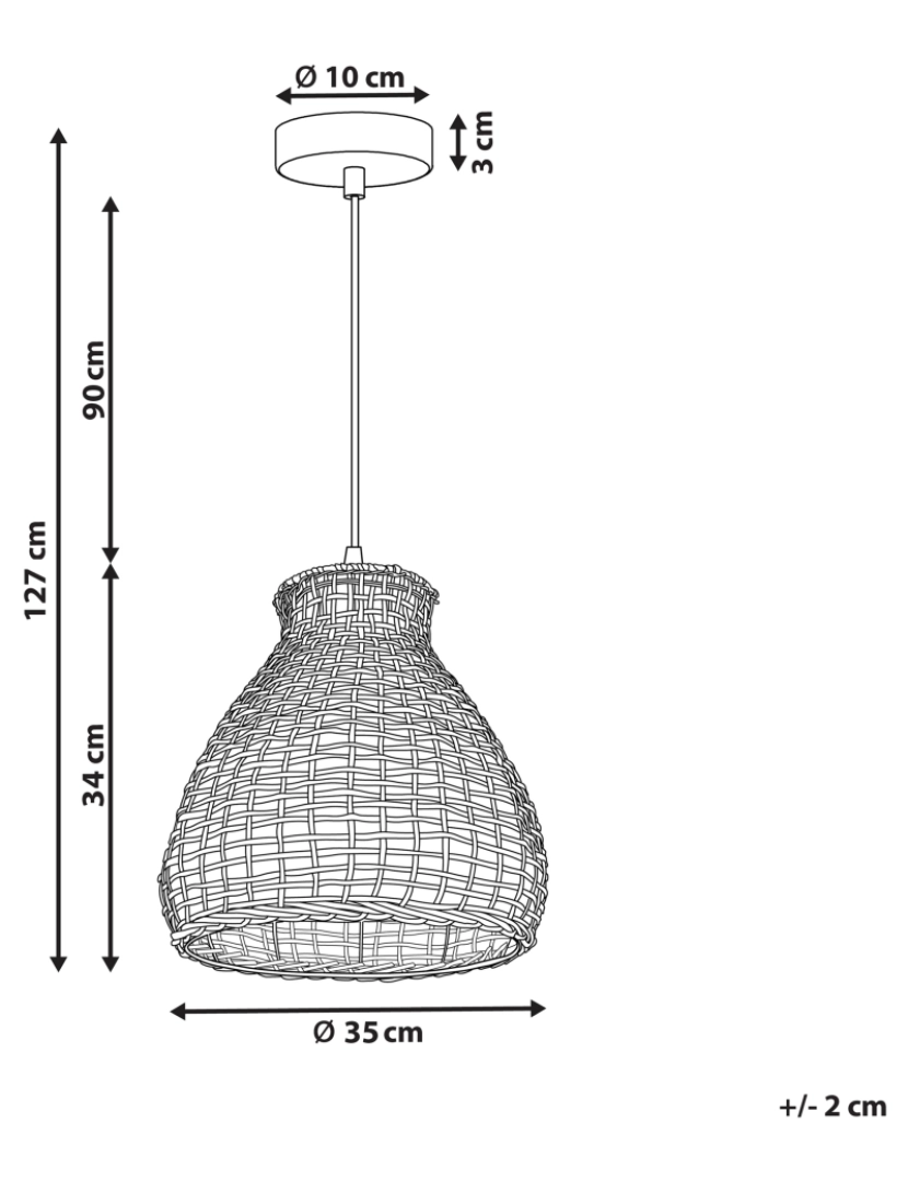 Beliani - Candeeiro de teto em rattan cor natural SAKENI