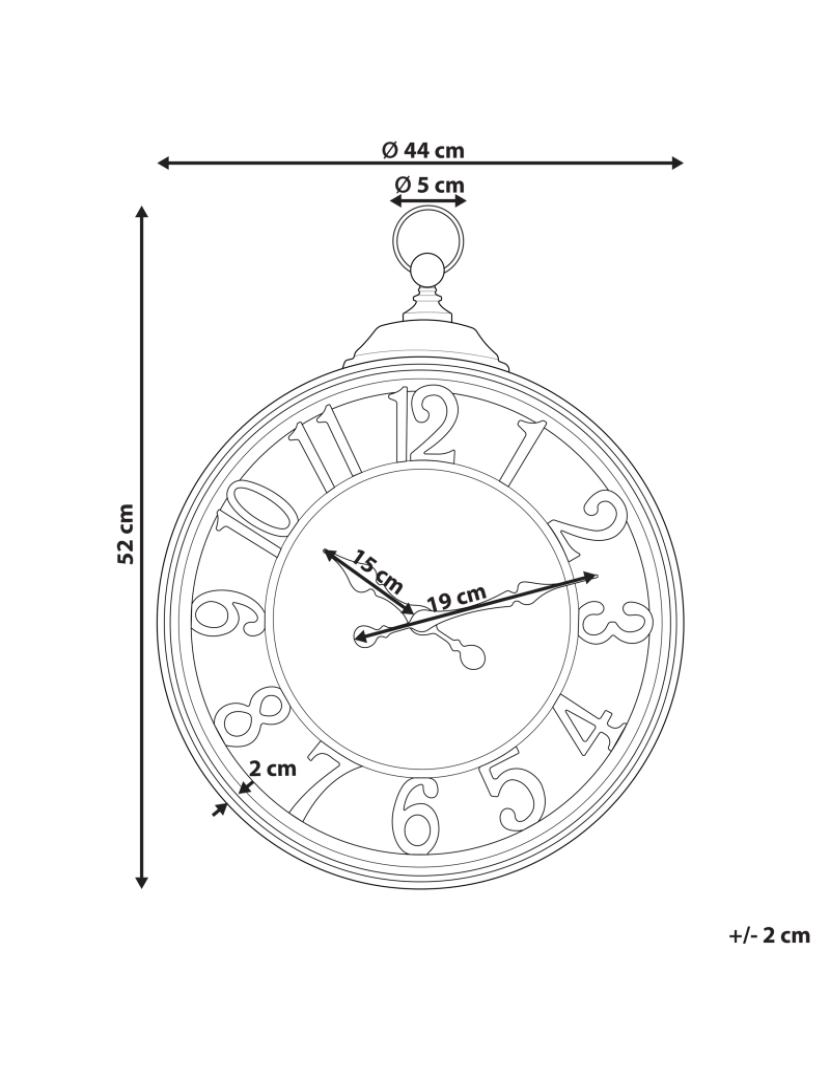 Beliani - Relógio de parede preto ø 44 cm ALLOZA