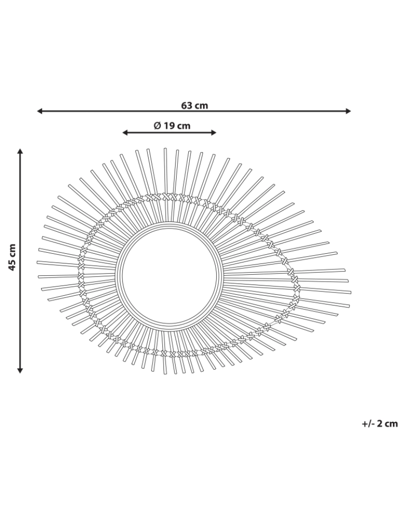Beliani - Espelho 45 cm Natural BARIO