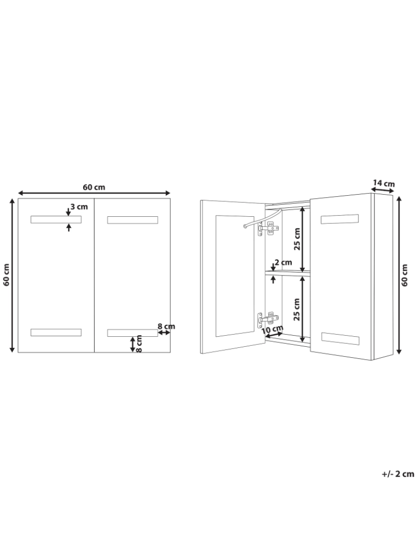 Beliani - Armário de casa de banho com espelho e LED 60 x 60 cm branco TALAGAPA