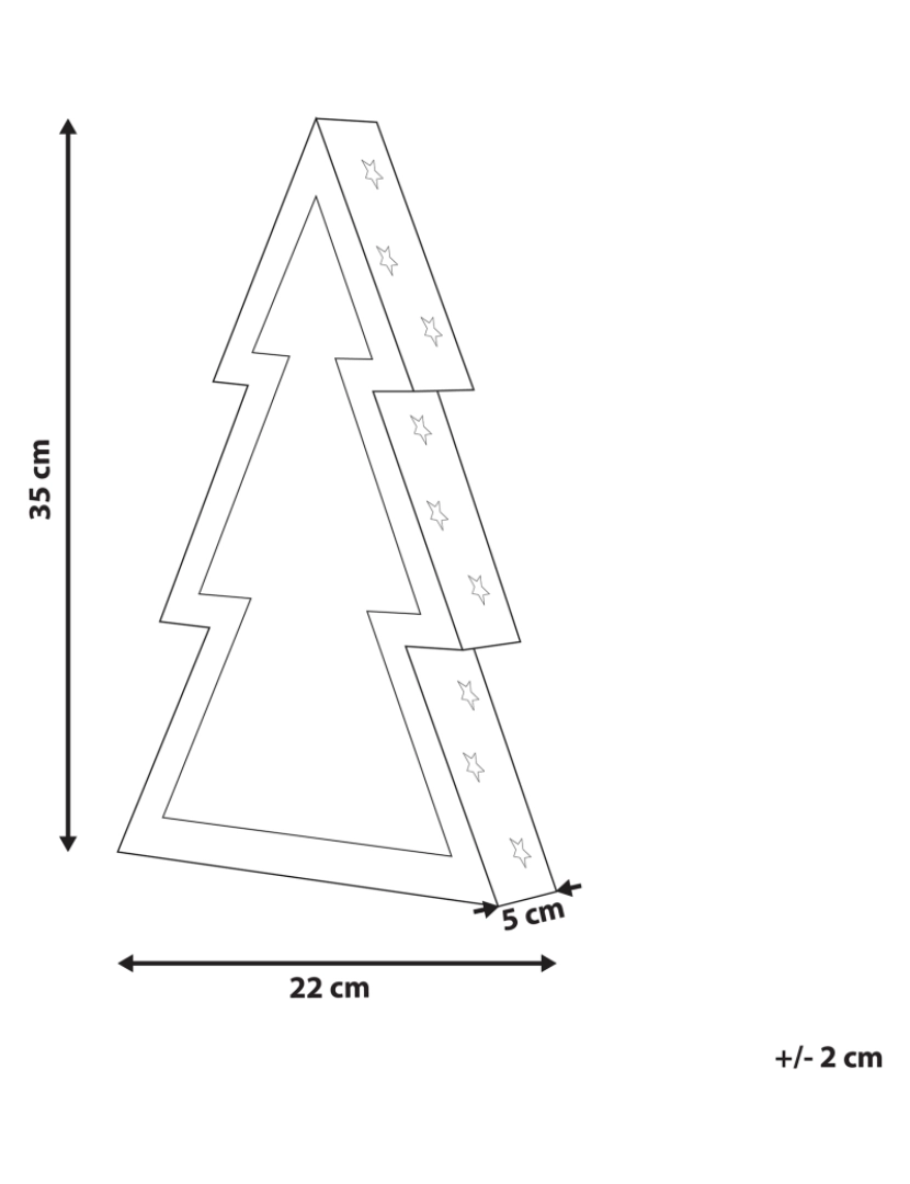 Beliani - Decoração em madeira clara com LED em forma árvore de Natal 35 cm JUVA