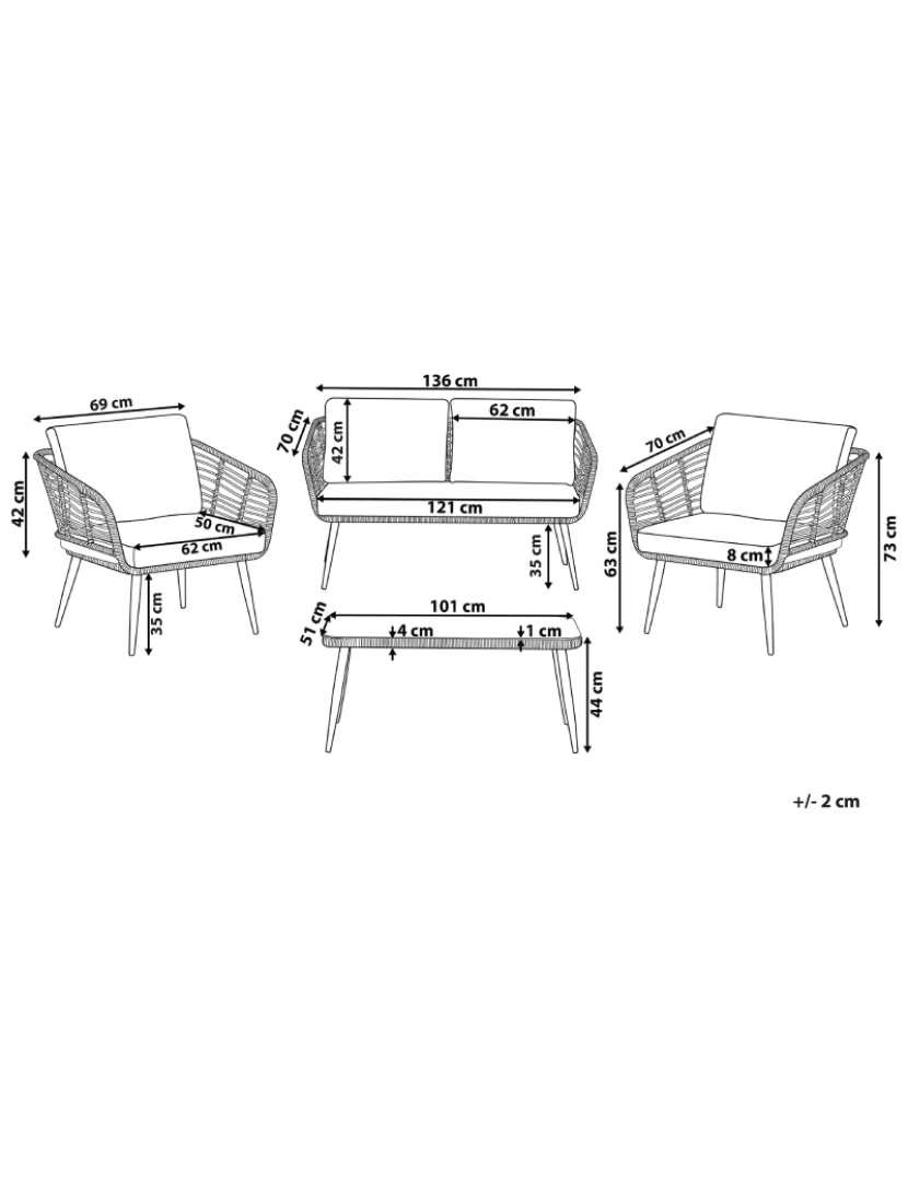 Beliani - Conjunto lounge Ratan sintético Natural CORINTH II