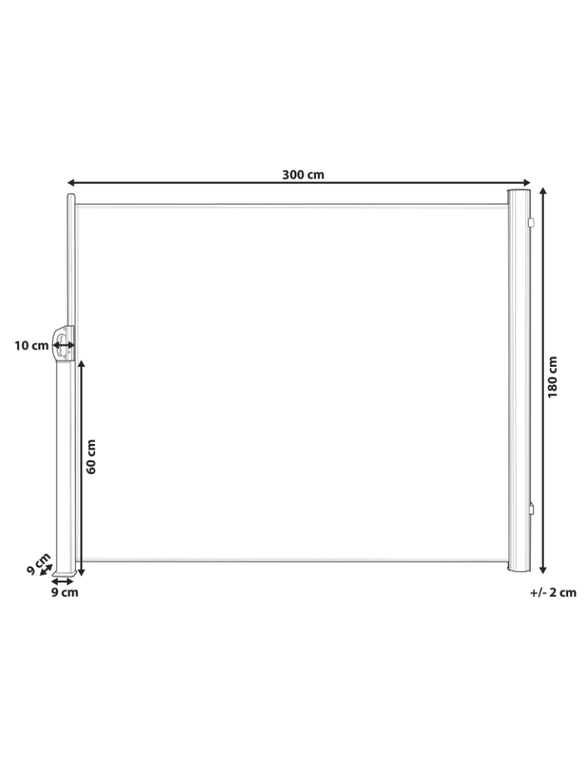 Beliani - Toldo lateral retrátil cinzento claro 180 x 300 cm DORIO