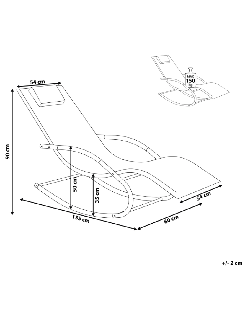 Beliani - Cadeira lounge/relax Metal Preto CARANO II