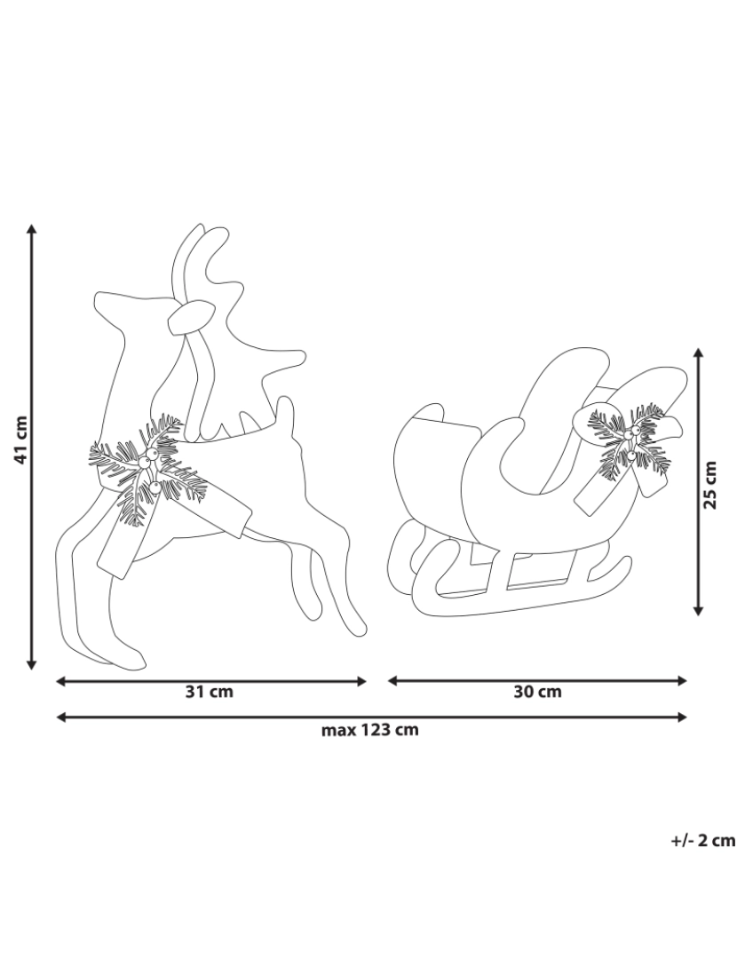 Beliani - Decoração LED para exterior rena e trenó 41 cm ENODAK