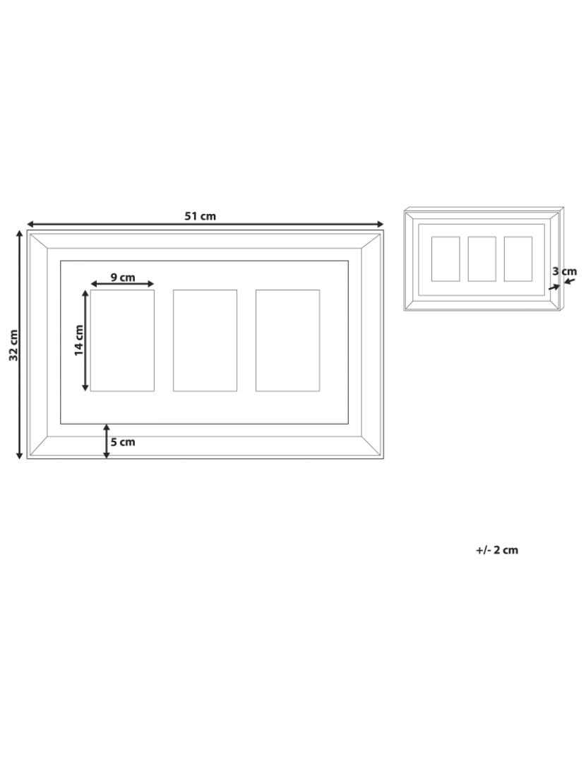 Beliani - Moldura prateada para 3 fotografias DALABA