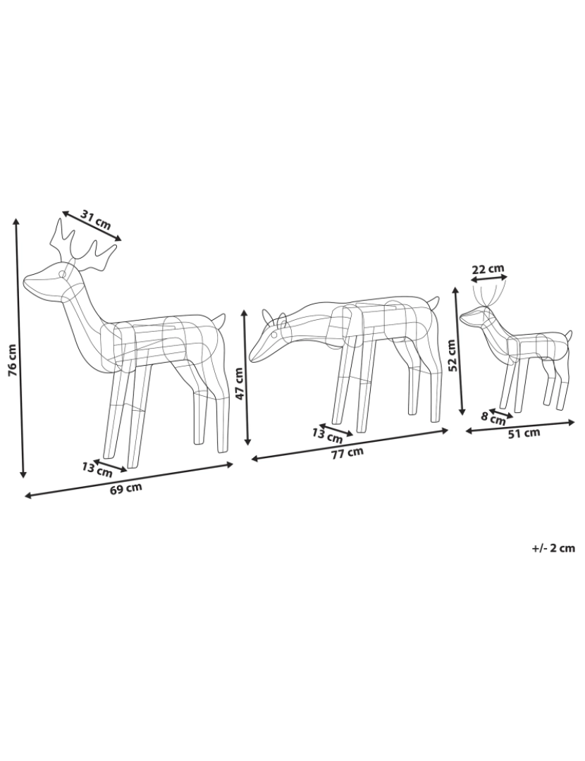 imagem de Conjunto de 3 decorações de renas em LED 76 cm branca MIKKELI1