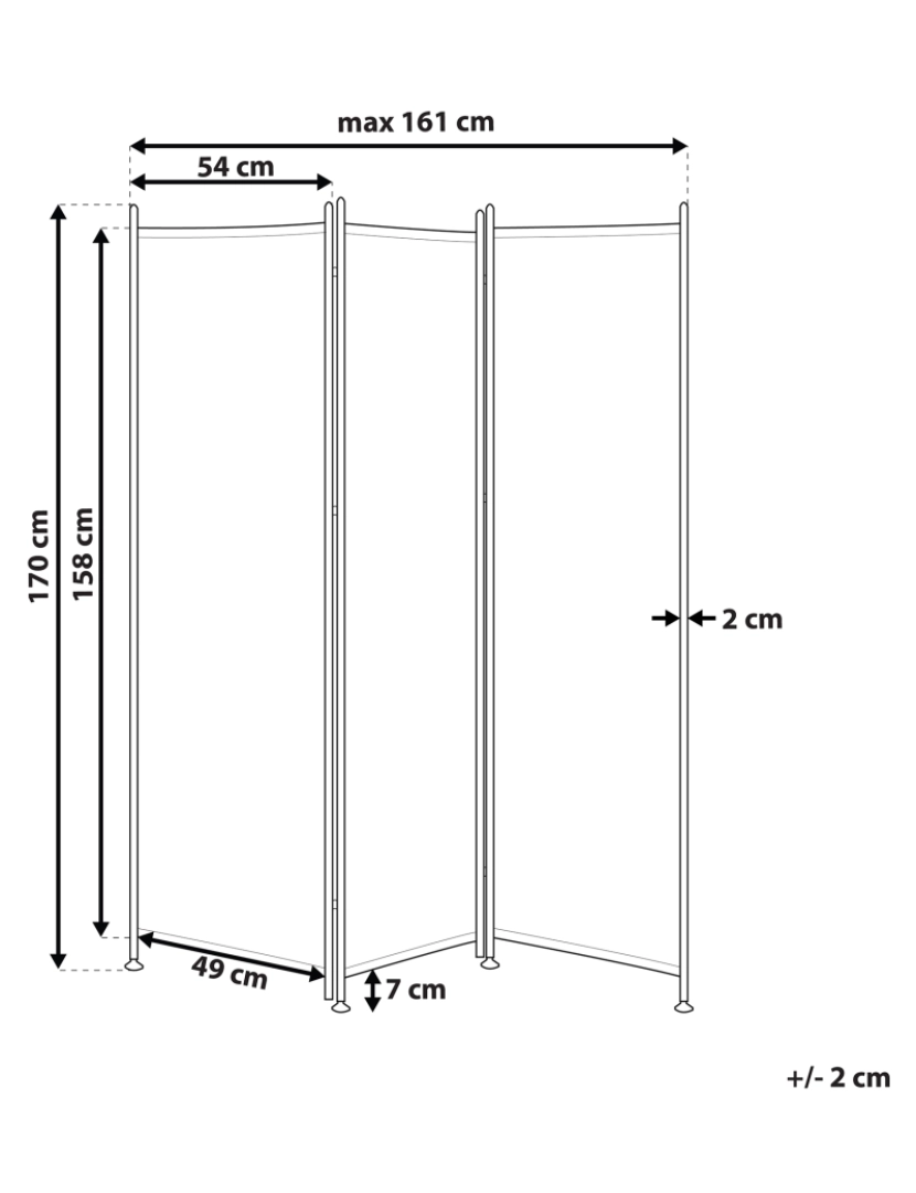 Beliani - Biombo com 3 painéis 160 x 170 cm cinzento NARNI