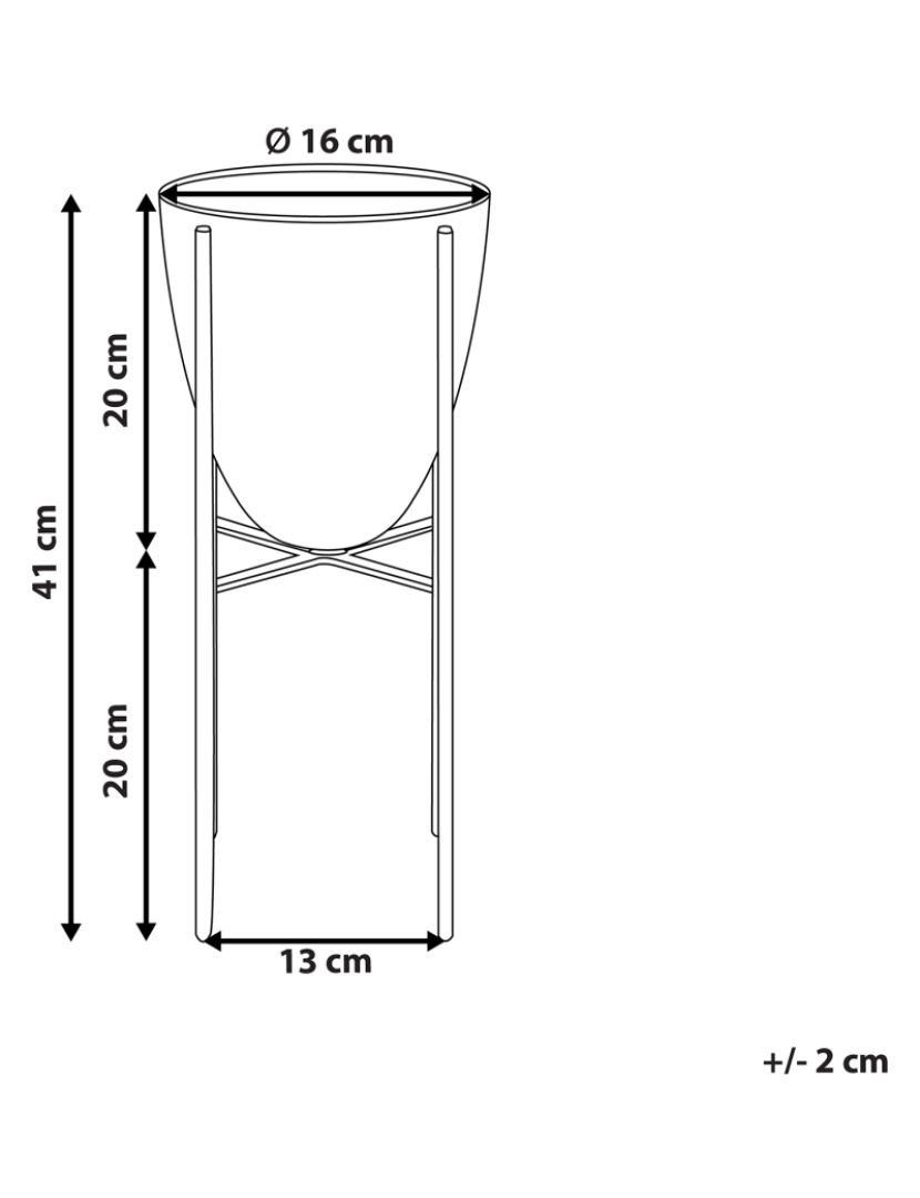 Beliani - Vaso para plantas com pernas de metal preto e dourado 16 x 16 x 41 cm LEFKI