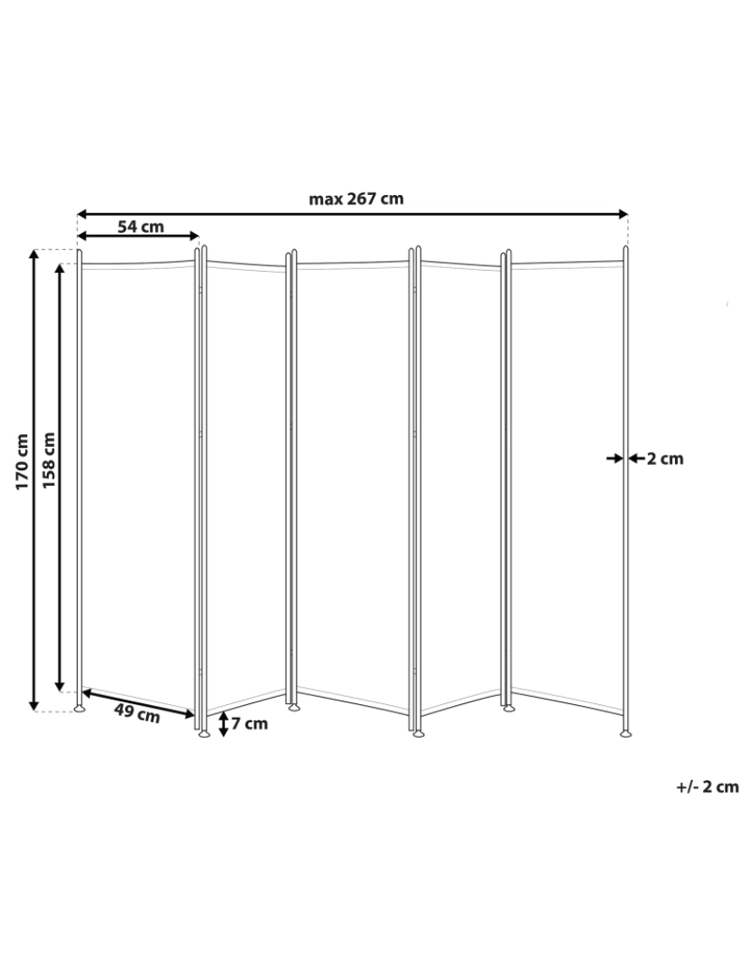 Beliani - Biombo com 5 painéis 270 x 170 cm branco NARNI