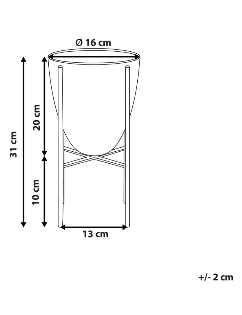 Beliani - Vaso para plantas com pernas de metal verde e dourado 16 x 16 x 31 cm LEFKI