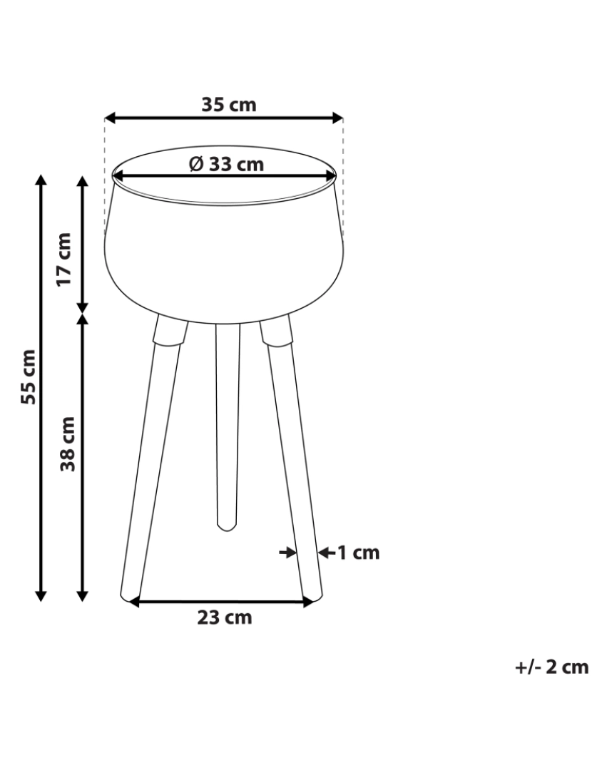 Beliani - Vaso para plantas com pernas de madeira em metal preto 35 x 35 x 55 cm AGROS