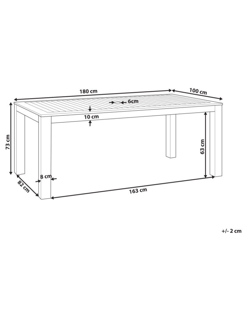 Beliani - Mesa de jardim 180 x 90 cm Madeira maciça Castanho escuro TUSCANIA