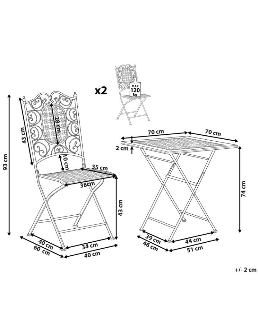 Beliani - Conjunto de mesa e cadeiras Metal Preto BORMIO