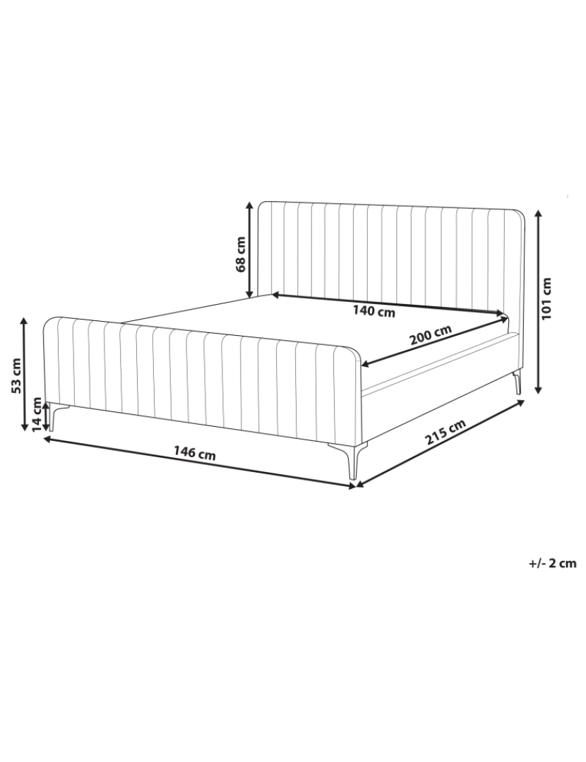 Beliani - Cama de casal em veludo rosa pastel 140 x 200 cm LUNAN