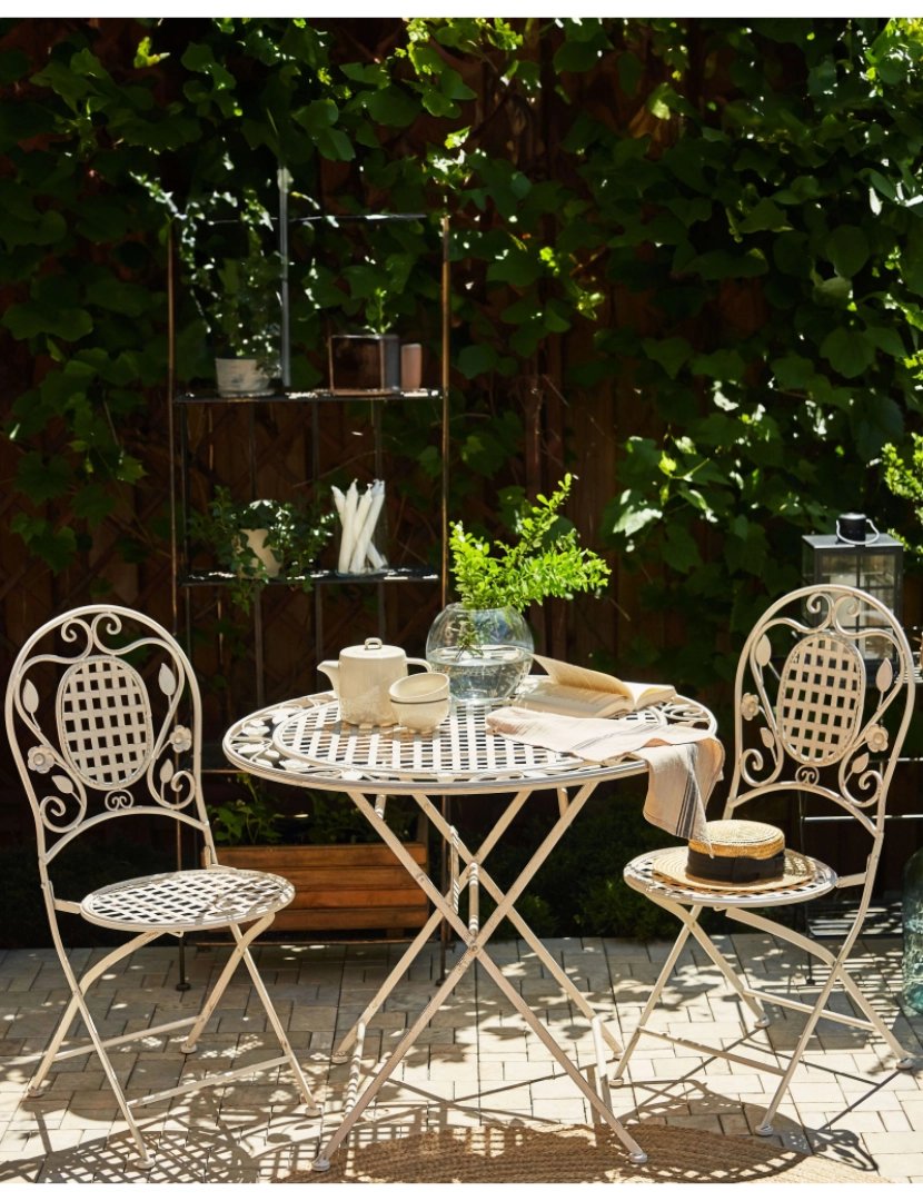 imagem de Cadeira de jardim Conjunto de 4 Metal Branco creme BIVIO2