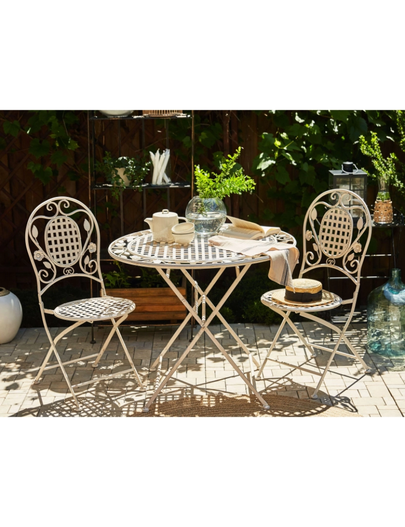 imagem de Mesa de jardim cm Metal Branco creme BIVIO2