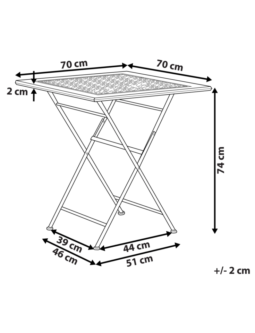 Beliani - Mesa de jardim 70 x 70 cm Metal Preto BORMIO