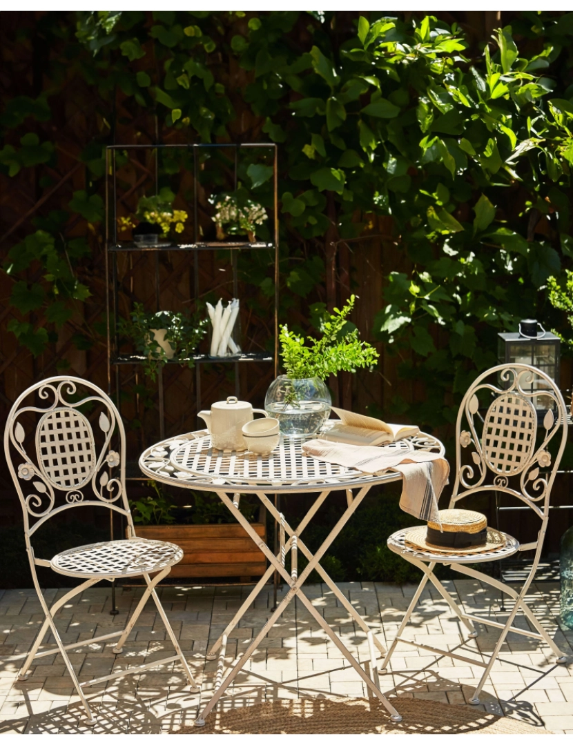 imagem de Cadeira de jardim Conjunto de 2 Metal Branco creme BIVIO2