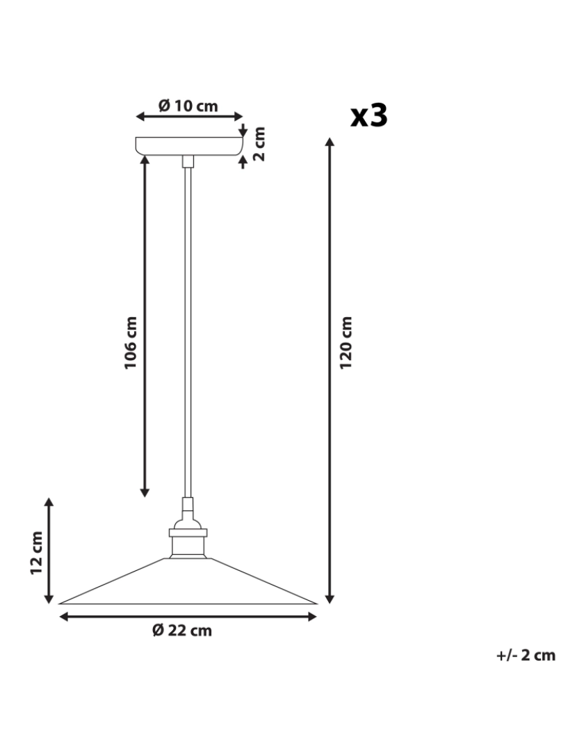 Beliani - Conjunto de 3 candeeiros suspensos de metal preto e cor de cobre SWIFT S