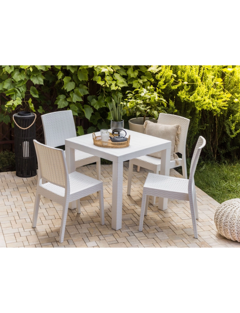 imagem de Mesa de jardim 80 x 80 cm Material sintético Branco FOSSANO2