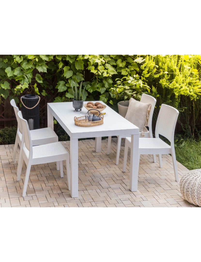 imagem de Mesa de jardim 140 x 80 cm Material sintético Branco FOSSANO2