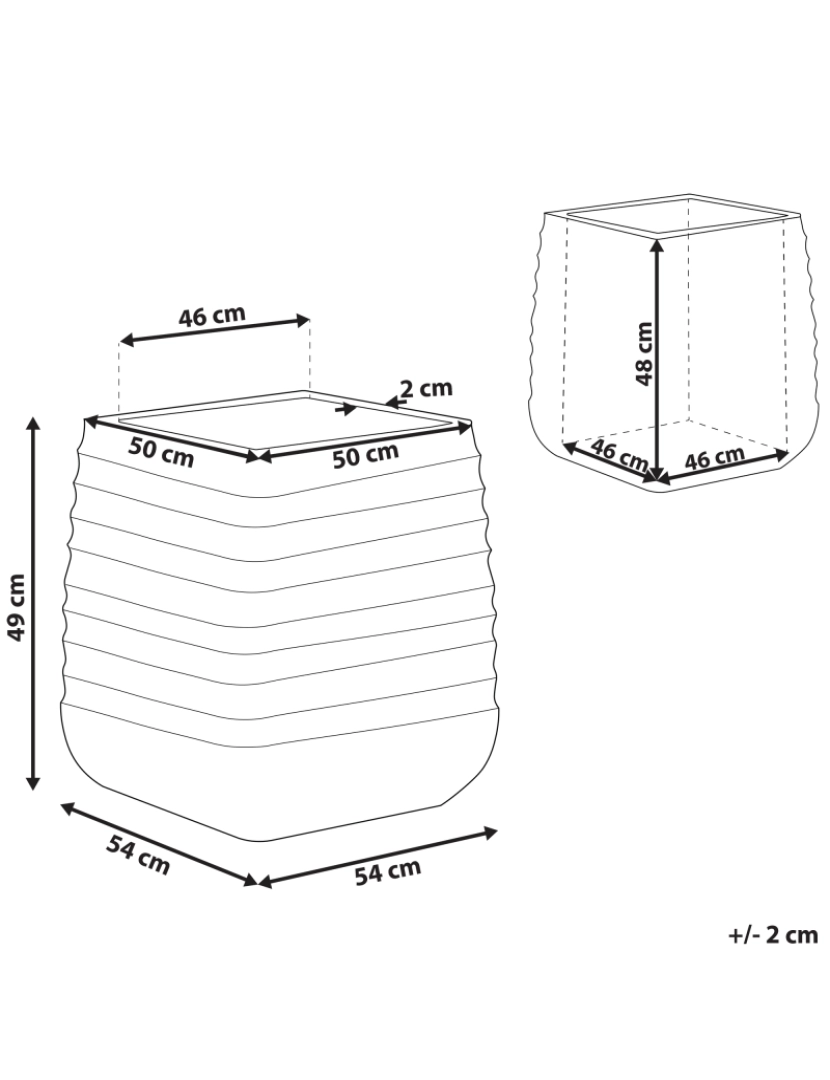 Beliani - Vaso para plantas preto 50 x 50 x 49 cm PARIKIA