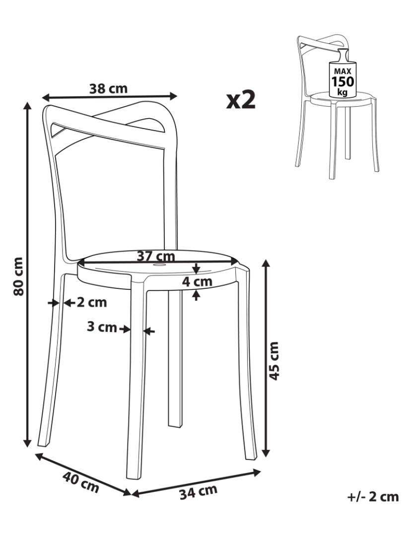 Beliani - Cadeira de jardim Conjunto de 2 Material sintético Turquesa CAMOGLI