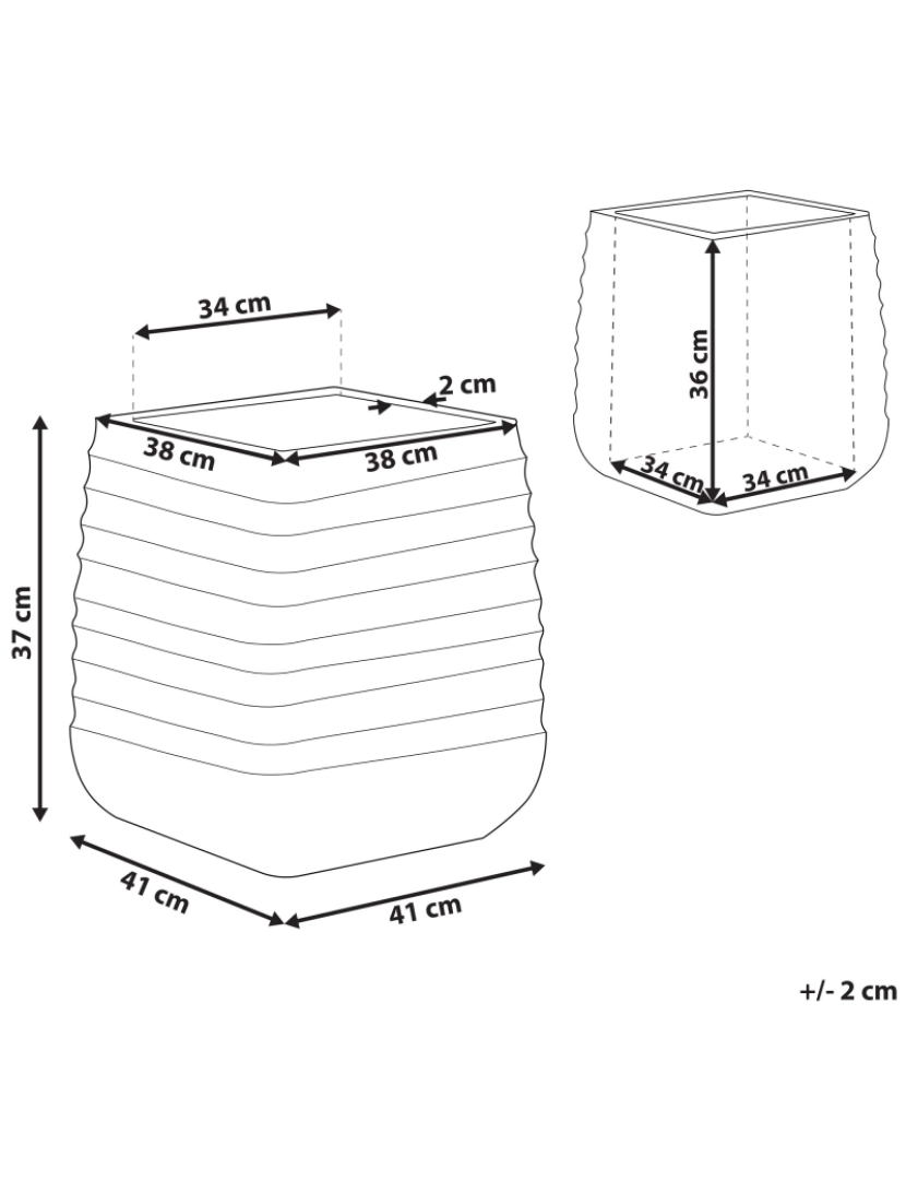 Beliani - Vaso para plantas branco 38 x 38 x 37 cm PARIKIA