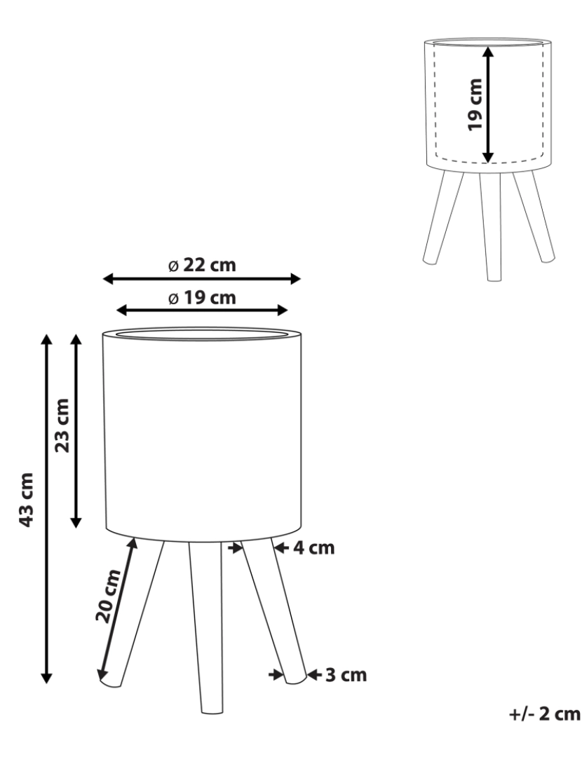 imagem de Vaso para plantas com pernas de madeira creme e castanho 22 x 22 x 43 cm KOTTES1