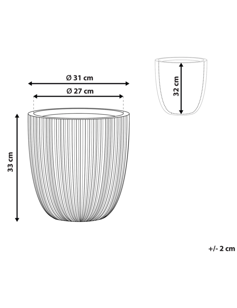 Beliani - Vaso para plantas creme 31 x 31 x 33 cm CHIOS